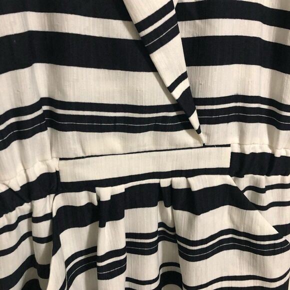 ASOS DESIGN Curve Black and White Striped Midi Dress With Pockets size 6 - Picture 7 of 15